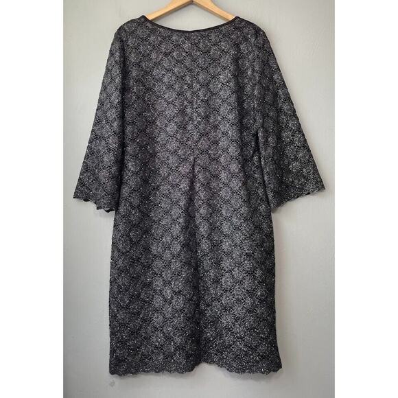 Ronni Nicole Size 12 Black Silver Metallic Sparkle Lace Dress Whimsigoth Dark - Picture 4 of 8